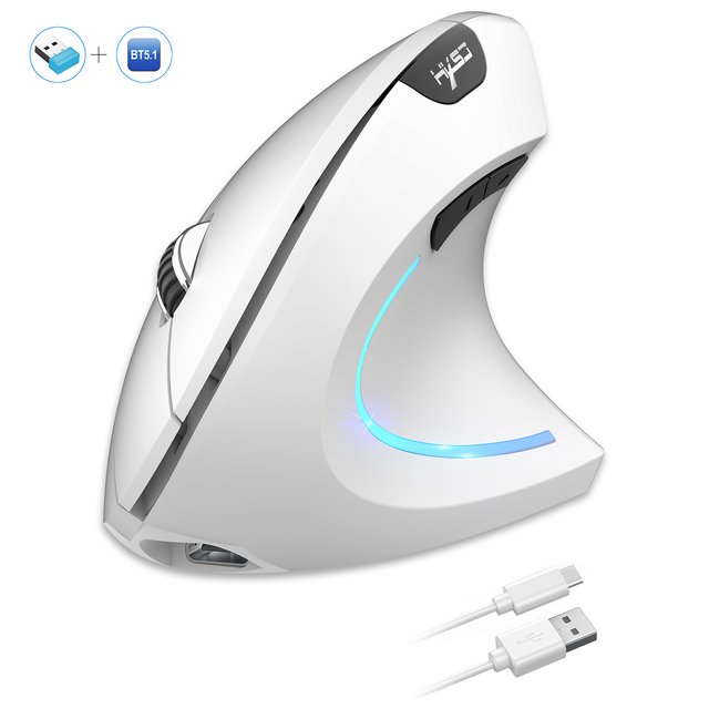 2025 New Arrival HXS] Gaming Dual Mode Right-Handed Vertical Mouse Ergonomic ABS 600mAh Rechargeable 2400DPI LED Type-C Wireless