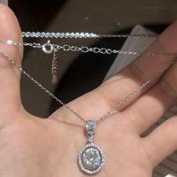 Collar con Colgante de Moissanita Color D, Plata de Ley S925, Joyería Fina para Mujer, Regalo para Bodas y Fiestas