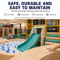 Equipo de juegos infantiles comercial pequeño para interiores, modular y personalizado, con zona de juegos temática, piscina de bolas, toboganes y pista de paseo para FEC