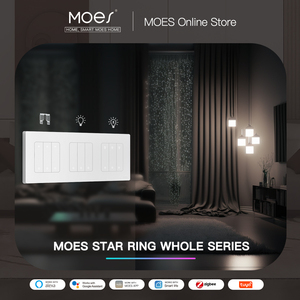Nouvelle série MOES Star Ring, interrupteur à bouton-poussoir intelligent Tuya ZigBee3.0, design tactile intégré avec logo en relief, interrupteur de scène - Product Image 4