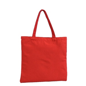 Bolsas de Compras Reutilizables con Logotipo Personalizado al por Mayor, Bolsa de Lona de Algodón Blanca y Roja Lisa con Personalización - Product Image 1