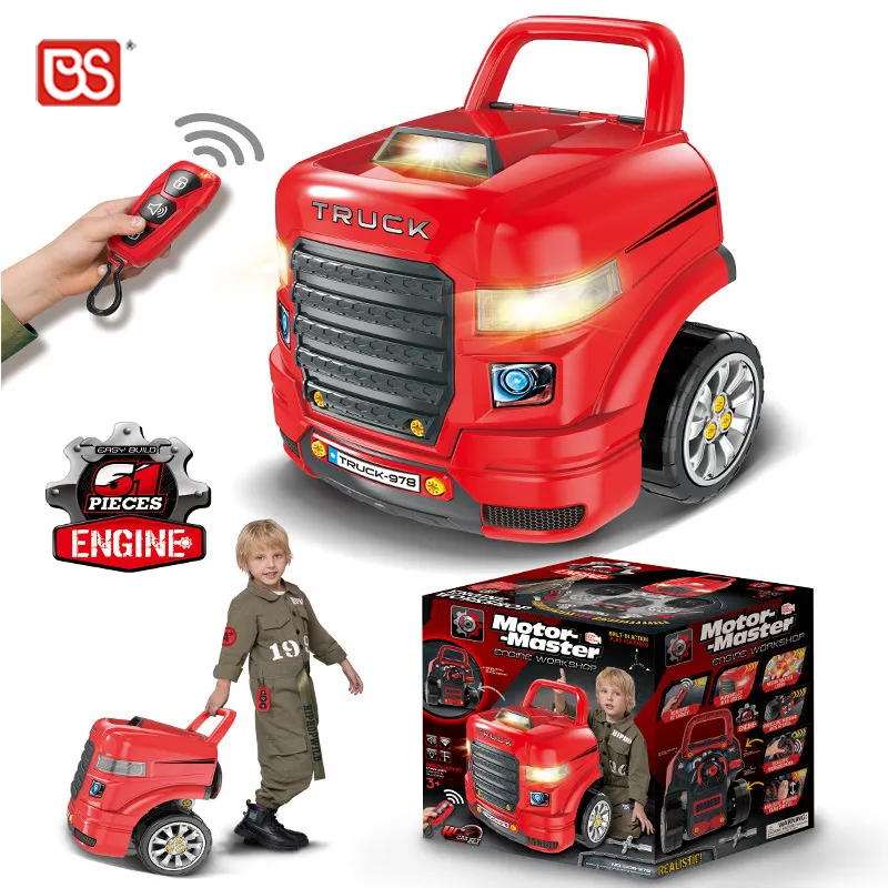 BS Toy Kids Infrared Engine Repair Workshop Rc Key Electric Car Head Disassembly Motor Master Toy With Music And Light