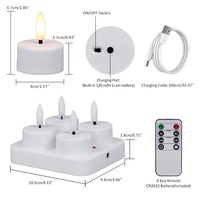 Bougie LED rechargeable USB en plastique à piles de mariage avec minuterie