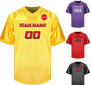Maillot de football américain personnalisé en gros, nom et numéro de l'équipe brodés, logo, toutes couleurs, uniforme de supporter unisexe pour hommes, maille respirante - Product Image 1