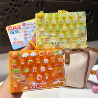Porte-clés clavier 26 touches motif fruit mignon, jouet anti-stress transparent, breloque de sac à dos, cadeau fantaisie pour enfants et adultes