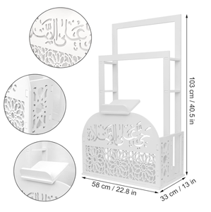 耐久性のあるイスラム祈りのマットオーガナイザーホルダー白い木制の祈りの棚とコーランの本スタンド - Product Image 4