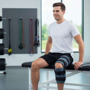 Knee Joint Fixation Brace With Aluminum Alloy Support Adjustable <b>Velcro</b> <b>Straps</b> For Knee Injury Recovery And Protection - Product Image 3