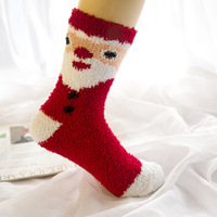 Vente en gros de chaussettes de Noël respirantes pour dormir, chaussons en peluche épais, bas à fourrure, chaussettes chaudes pour l'hiver et la maison