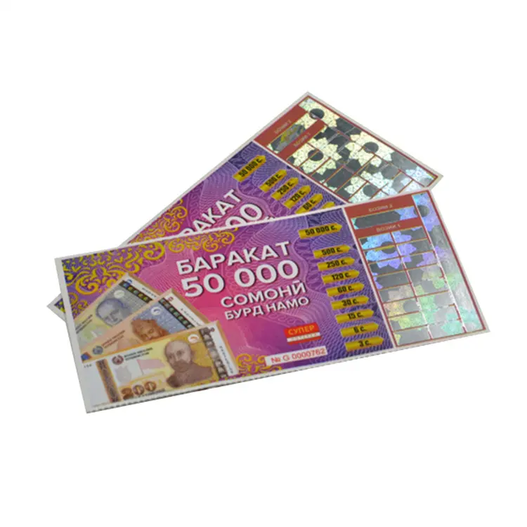 Tarjetas de papel de embalaje para billetes de rascar, buen diseño, venta en línea de China