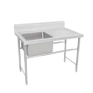 อ่างล้างจานสเตนเลสสตีล SS201 หนา 1.0 มม. แบบอ่างเดี่ยวพร้อมท่อระบายน้ำในตัว สำหรับงานวิศวกรรมเชิงพาณิชย์ ขนาด 1200/1500 มม. พร้อมปีก - Product Image 5