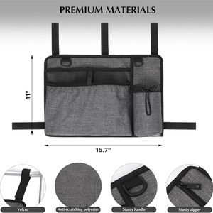 Walker Storage Bag Multi Pocket Oxford Cloth Hanging Organizer For <b>Rollator</b> And Wheelchair Blue Grey - Product Image 5