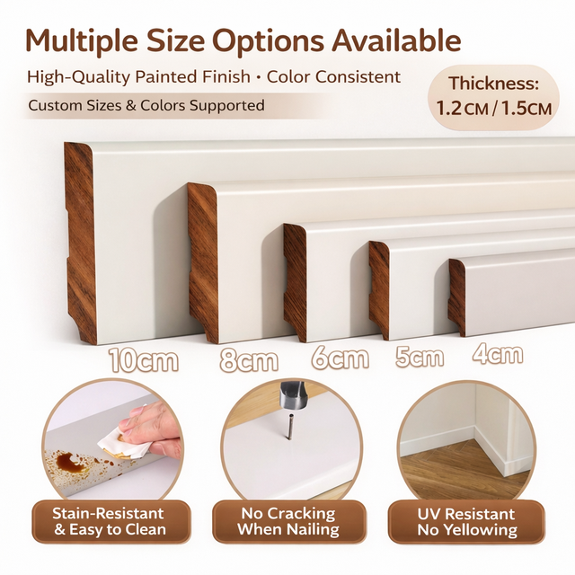 Modern UV Resistant No Yellowing Baseboards Waterproof Easy To Clean Solid Wood Skirting Boards Living Room Bedroom Decoration
