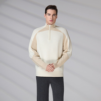 Fabricant de tricots sur mesure, pull OCS, automne-hiver, manches longues, cardigan à fermeture éclair 1/4, homme, 100% laine, pull tricoté