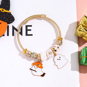 אופנה נירוסטה bangle halloween מכשפה רוחות דלעת תליון צמיד חרוזים לנערות - Product Image 4