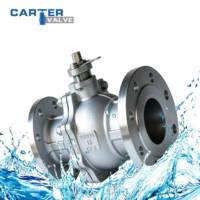 Válvula de bola industrial de acero inoxidable con brida CF8M, accionamiento neumático, de dos piezas, de paso completo, con asiento de PTFE, para agua, productos químicos y gases, estándar.