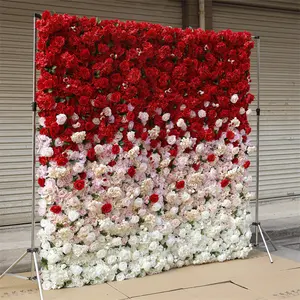 गर्म बेच G-1092 8ft 8ft द्वारा कृत्रिम अशुद्ध गुलाब कपड़ा आधार फूल दीवार ब्लश सजावट पृष्ठभूमि शादी की सजावट के लिए