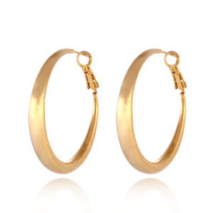 Orecchini a Cerchio in Ottone Placcato Oro e Argento, Grandi Cerchi Spazzolati Semplici per Donna - Product Image 2