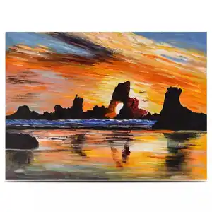 Abstract Impressionist Office Decor Customized Sunset Sea Mountain Landscape Simple Acrylic Seascape Oil Paintings
