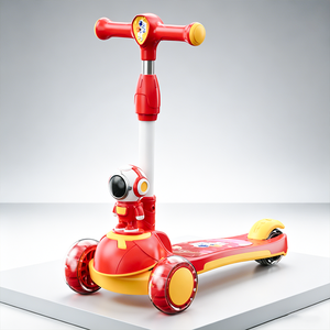 Patinete Infantil con Marco Metálico de 3 Ruedas, Antideslizante, con Amortiguación, Diseño de Cabeza de Dibujos Animados, Música y Luces, para Niños de 3 a 6 Años, para Exteriores - Product Image 5