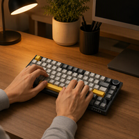 AJAZZ AK820 Tastiera Meccanica Wireless a 82 Tasti, Tri-Modalità, Hot-Swappable, RGB, PBT, BT, 2.4G, USB-C, 4000mAh, per Ufficio e Gaming