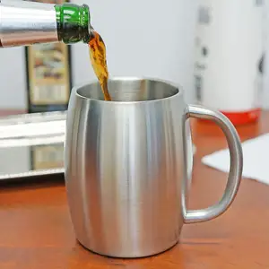 Stainless Steel Double Wall Beer Mug Beer Coffee Desk Mug