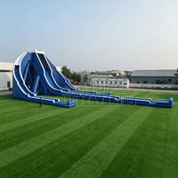Toboggan aquatique gonflable géant à trois voies avec piscine à jets d'eau, toboggan de parc d'attractions commercial en PVC pour la location d'événements en plein air