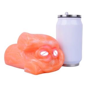 GEEBA 6.1in Orange Cat Shape Male Masturbation,Pocket Pussy Sucking <b>Toy</b> Silicone Plush Animal Vibrator Male Masturbator <b>for</b> <b>Men</b> - Product Image 5