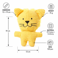 Jouet en peluche couineur Lion en velours côtelé pour animaux de compagnie, jouet à mâcher avec crinière moelleuse et visage brodé, léger 75g OEM