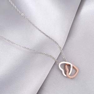 Collar de Acero Inoxidable con Corazón Bicolor Entrelazado Infinito Clásico para Mujer, Ideal para Regalo de Compromiso, Venta al por Mayor - Product Image 5