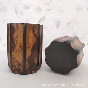 Thai Solid Wood <b>Pen</b> Holder Vintage Style Round Desktop Storage <b>Box</b> Home Office Supplies Gift Ornament - Product Image 5