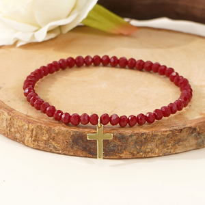 Ensemble de bracelets catholiques en cristal rouge Go2boho, bracelet à double rangée de perles avec croix et charme de la Vierge Marie, bracelets de foi pour femmes - Product Image 5
