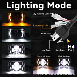 ไฟหน้าโปรเจคเตอร์ LED H4 รุ่นใหม่ Universal 60W ขนาด 4x6 นิ้ว แสงสูง/ต่ำ 6500K 6000LM ตัวเรือนอะลูมิเนียม XTX สำหรับ XJ/YJ Retrofit - Product Image 4