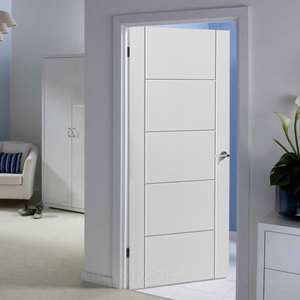 Design moderno solido nucleo in legno MDF porta d'ingresso a doppio filo sinistra battente senza cornice incernierata per uso interno hotel apertura manuale - Product Image 5