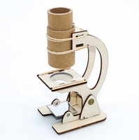 Microscope en bois à assembler soi-même pour expériences scientifiques – Kit de matériel pour expériences de physique – Science et technologie (Petit modèle)