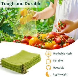 Huamaohengchun Redes para Frutas Verdes de 6x9 Pulgadas para Árboles Frutales, Bolsas de Malla con Cordón para Proteger Verduras, Tomates, Fresas y Jardín - Product Image 4