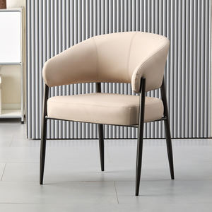 Chaise <span class=keywords><strong>de</strong></span> <span class=keywords><strong>salle</strong></span> <span class=keywords><strong>à</strong></span> manger en cuir <span class=keywords><strong>de</strong></span> luxe <span class=keywords><strong>de</strong></span> style nordique moderne, avec structure métallique, pour une ambiance hôtelière et <span class=keywords><strong>de</strong></span> restaurant, idéale pour les hôtels et les salons. - Product Image 4