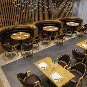 Conjunto de Muebles de Lujo <span class=keywords><strong>para</strong></span> <span class=keywords><strong>Restaurante</strong></span> <span class=keywords><strong>y</strong></span> Cafetería, Comedor con Esquina Redonda, Sofás de Piel Tipo Booth, Mesa <span class=keywords><strong>y</strong></span> <span class=keywords><strong>Sillas</strong></span> <span class=keywords><strong>para</strong></span> <span class=keywords><strong>Restaurante</strong></span> - Product Image 2