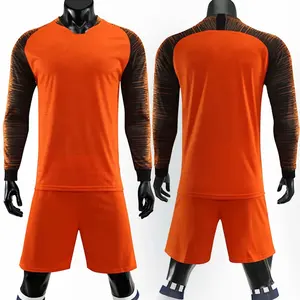 橙色足球制服全袖足球衫设置空白足球衫