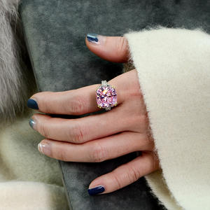 Ins nouvelle tendance 925 argent Cz Zircon brillant S925 couleur 14mm pierre précieuse neutre gros diamant bague de mariage - Product Image 6