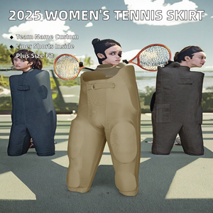 Jupes de tennis marron grande taille pour femmes 2025 avec short intégré, personnalisables avec le nom de l'équipe, tenue de court tendance pour adultes, XXL - Product Image 2
