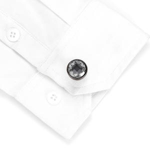 Boutons de manchette de luxe de haute qualité, vente chaude, personnalité, alliage métallique, noir argent, boutons de manchette ronds pour chemise - Product Image 2