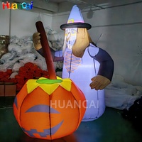 Souffler Halloween Inflatables Build-In Led Démons Gonflables Remuer Soupe De Citrouille Fantôme Gonflable pour La Décoration De Cour À La Maison