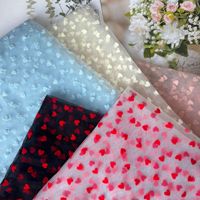 Petit Coeur Rouge Tissu Flocage Tulle Tissu Spandex Tulle Tissu Floqué Coeur Maille pour Filles Robe