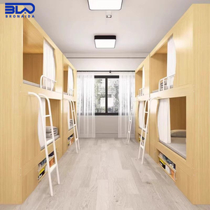 <span class=keywords><strong>Lit</strong></span> <span class=keywords><strong>superposé</strong></span> en bois personnalisable pour dortoir, avec étagères et tiroirs intégrés, design gain de place pour écoles et hôtels - Product Image 4