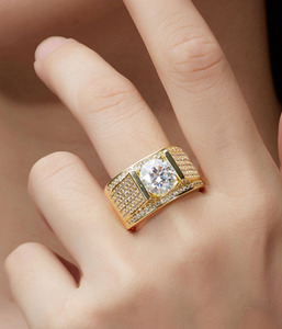Luxury Geometric Cocktail <b>Ring</b> With Round Moissanite Pave Setting 925 <b>Silver</b> Unisex Engagement Wedding <b>Statement</b> Jewelry Gift - Product Image 5