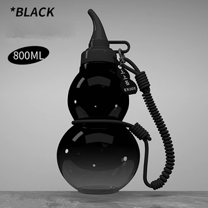 800ml, 27oz <span class=keywords><strong>Tritan</strong></span> Plastique <span class=keywords><strong>Gourde</strong></span> Forme Ancien Mythe Chinois Sun Wukong Bouteille D'eau Avec Lanière Sans BPA <span class=keywords><strong>En</strong></span> Plein Air Noir Gourdes - Product Image 3