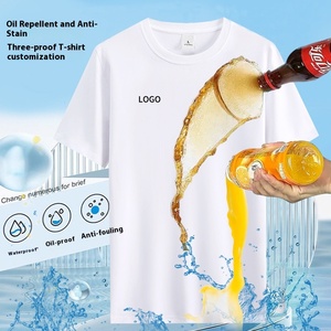 Camiseta de manga corta de verano de algodón 100% de gran tamaño para hombre, camisetas impermeables y resistentes al aceite con estampado de logotipo personalizado de 220 gramos - Product Image 1