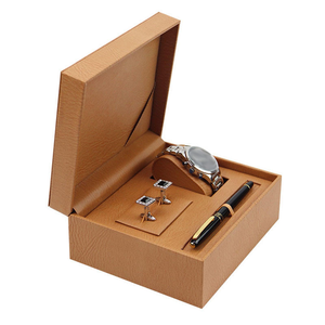 Luxury Leather Presentation <b>Box</b> for Watch Pen and <b>Cufflink</b> Accessories Watch <b>Box</b> Brown Storage Organizer for Display Packaging - Product Image 5