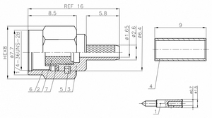 OEM и ODM Дизайн <span class=keywords><strong>SMA</strong></span>-C-J1.5 RF коаксиальный разъем штекер <span class=keywords><strong>SMA</strong></span> разъем обжимной RG174 кабель для Wi-Fi антенны - Product Image 3