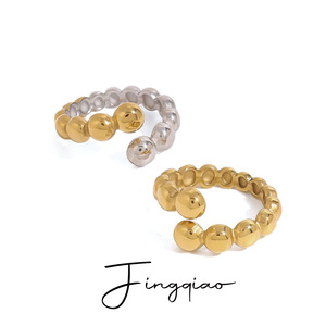 Yueli Ball Shape <b>Open</b> <b>Ring</b> Gold Silver Unisex Fashion Jewelry Gift - Product Image 1